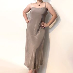 Peter Cohen Taupe Mauve 100% Silk Midi slip dress S